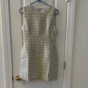Cheris Chic Cream Tweed Mini Dress Sz M